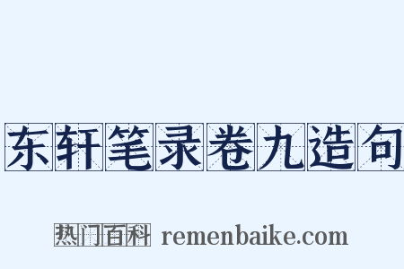 东轩笔录卷九造句是什么意思的图片